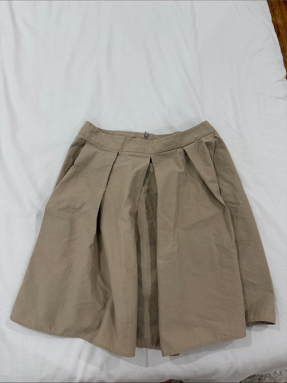 Zara Classic A-Line Cotton Skirt in Light Taupe